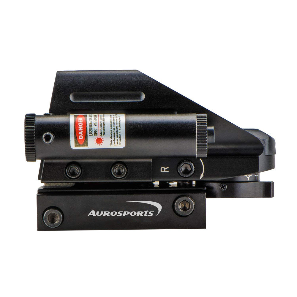 Aurosports 1x22x33 Reflex Sight Red and Green 4 Reticle Dot Sight with 2mW Gun Sight Laser