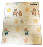 Mombana 50x50 Mats for Infant Playpens, Ultra Soft Coral Fleece Thick Cotton Cushion Baby Play Mat for Floor, Non-Slip Playpen Cute Bear & Alphabet Pattern Mat, Safe Crawling Mat for Baby Toddlers