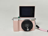 Deesoo Vlogging Video Camera with 180° Flip Screen, 16X Digital Zoom, Portable Compact Digital Camera with Flash for Selfie Travel YouTube Beginners, Pink
