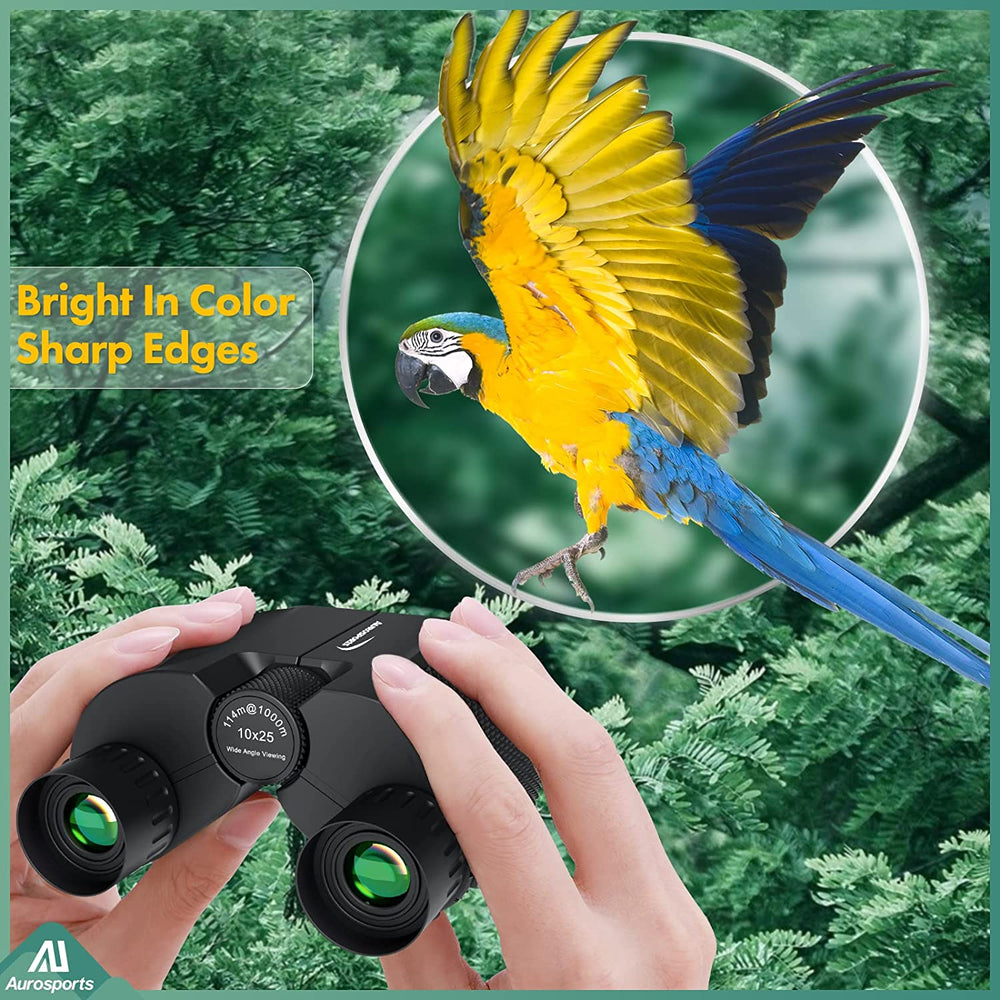 Aurosports 10x25 Folding High Powered Binoculars For Bird Watching