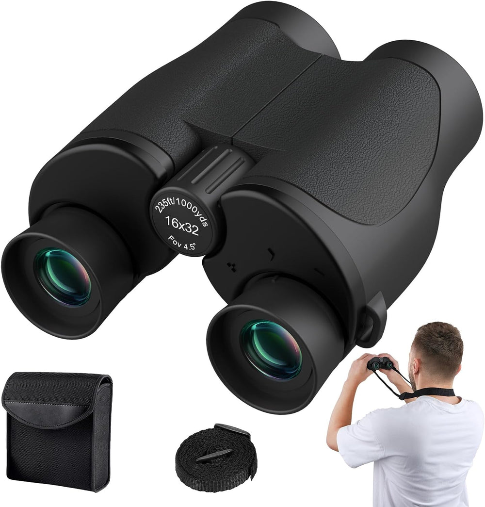Aurosports Binoculars for Adults and Kids - 16x32 Super Bright High Powered Compact Binoculars with Clear View Lightweight Binoculars for Hunting Bird Watching Travel Hiking Ideal Gift for Man