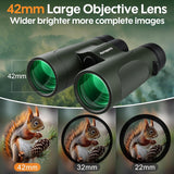 Aurosports 12x42 Waterproof HD Bird Binoculars for Adults