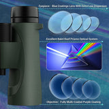 Aurosports Waterproof Fogproof Professional Binoculars for Adults, 10 x 42 Compact Low Night Vision Binoculars with Bak4, Perfect for Whale watching, Bird Watching, Hunting, Cruise Travel, Boating