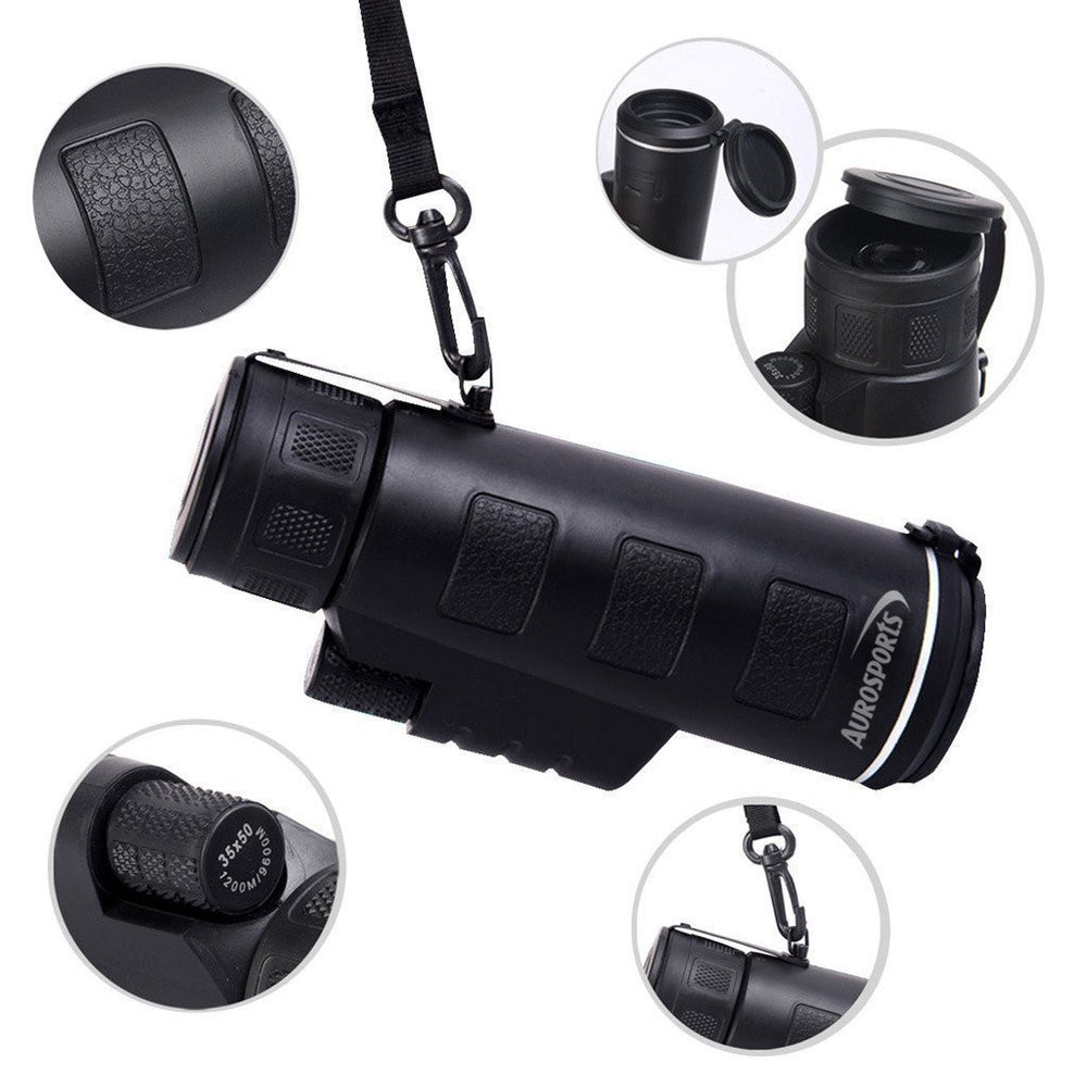 Aurosports Compact Size 35x50 High-powered Wide-angle Monoculars with Hand Strap