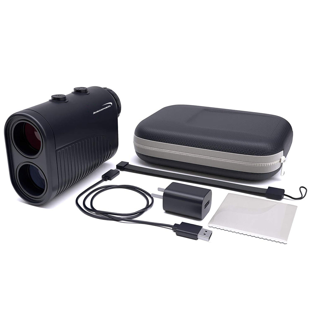 Aurosports 1200 yard USB Rechargeable Premium Laser Rangefinder  Golf & Hunting Range Finder-Black