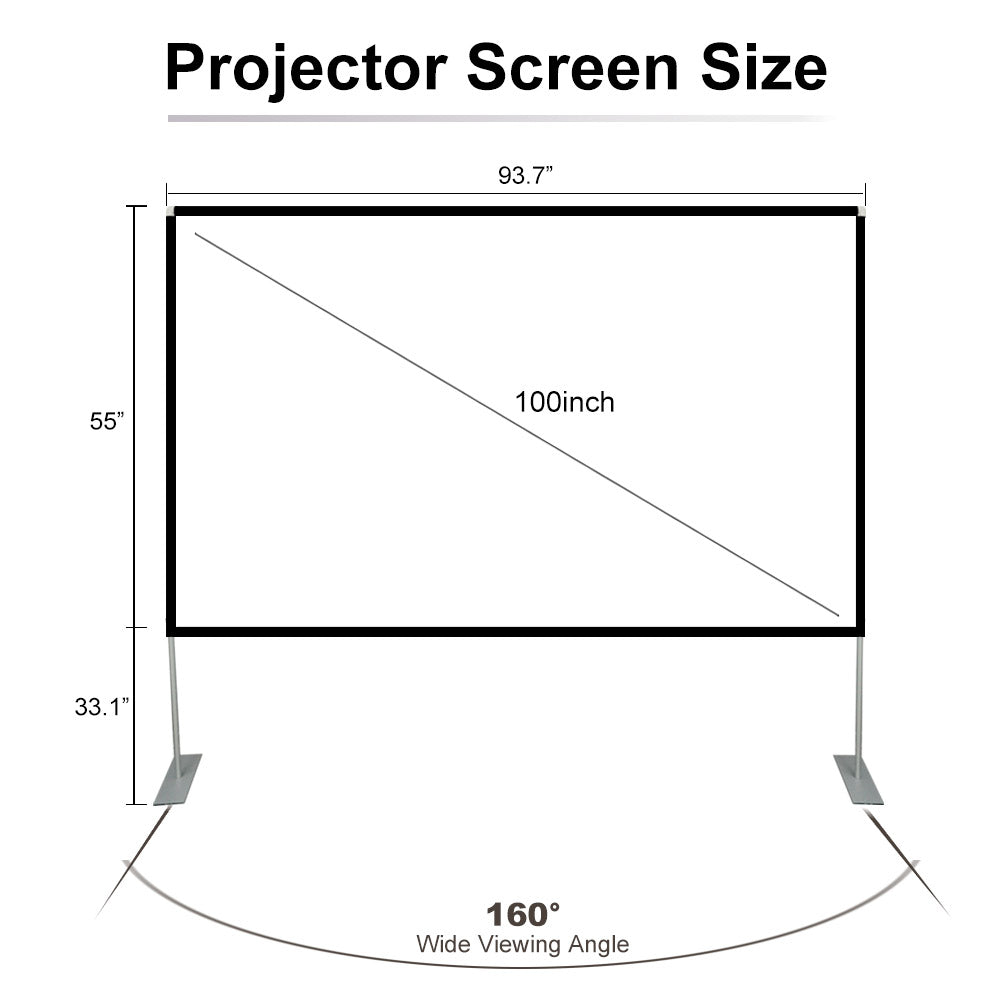 Deeteck 100 inch HD Portable Projector Screen With Stand & Carry Bag,16:9 Foldable Home Projector Screens Anti-Crease Indoor Movie Projection Screen for Home Theater,Party,Office,Games,Outdoor,Support Double Sided Projection