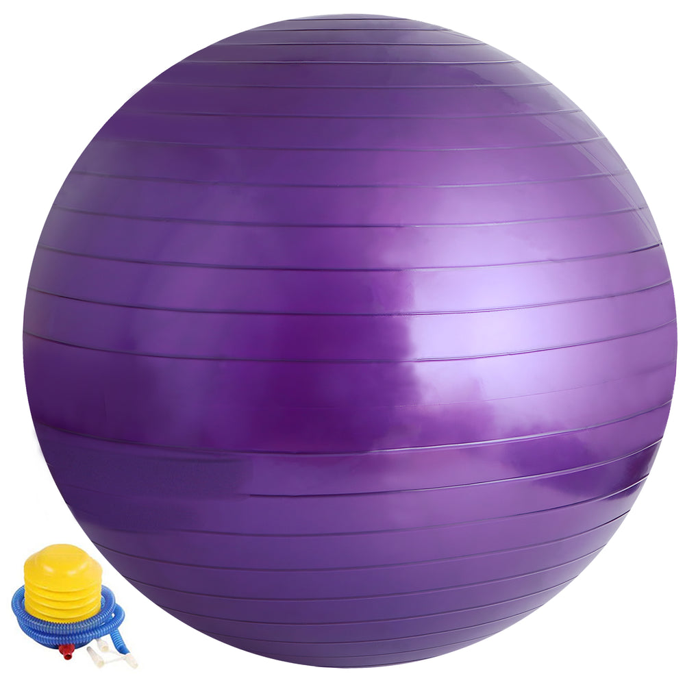 Exercise Ball Extra Thick Birthing Ball 65 cm Yoga Ball for Pregnancy, Heavy Duty Stability Ball, Eco-Friendly PVC, Honeycomb Anti-Burst, Workout Ball with Quick Pump, Purple, COOSERRY