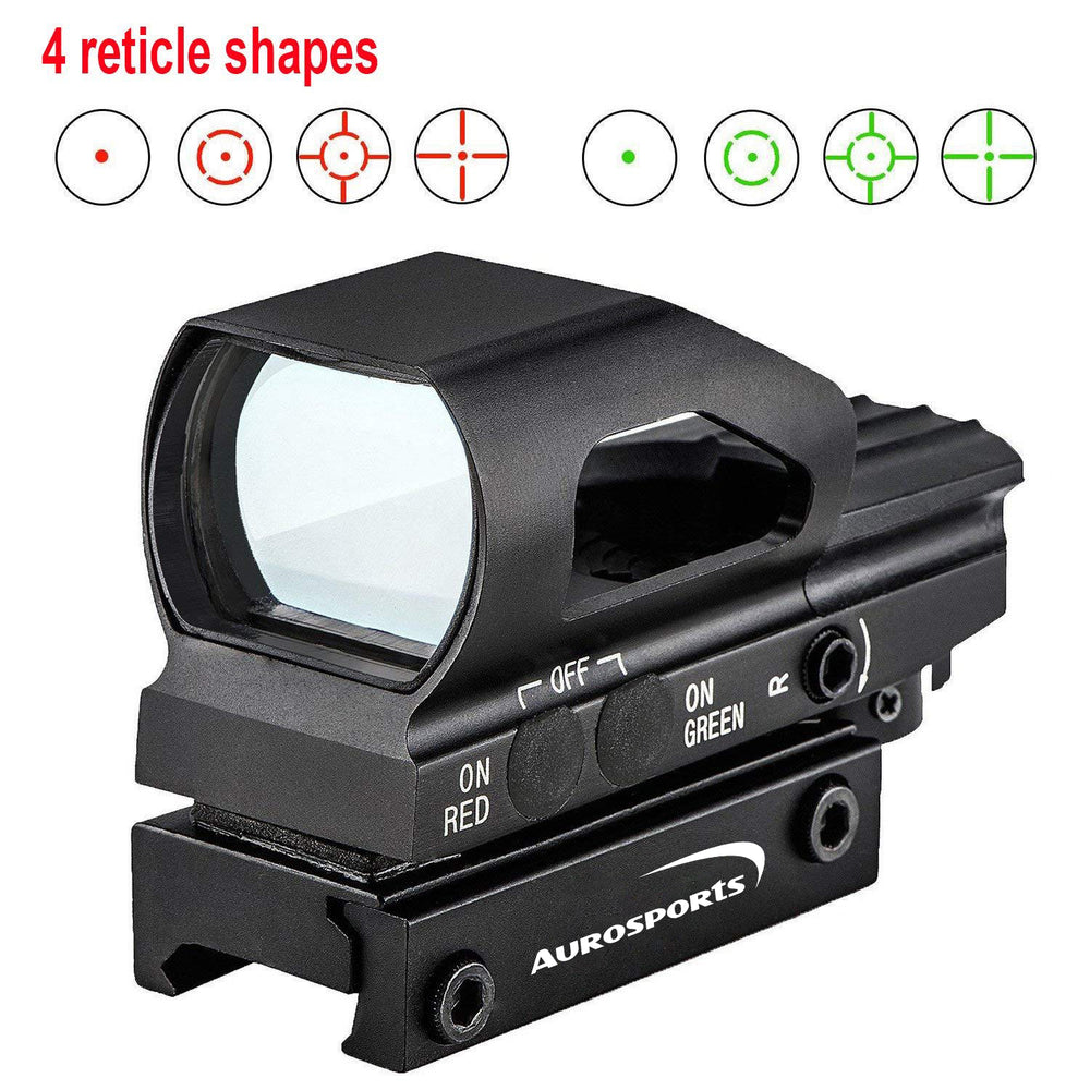 Aurosports  Red & Green Dot Sight 4 Reticles Reflex Sight with 20mm Rail Mount