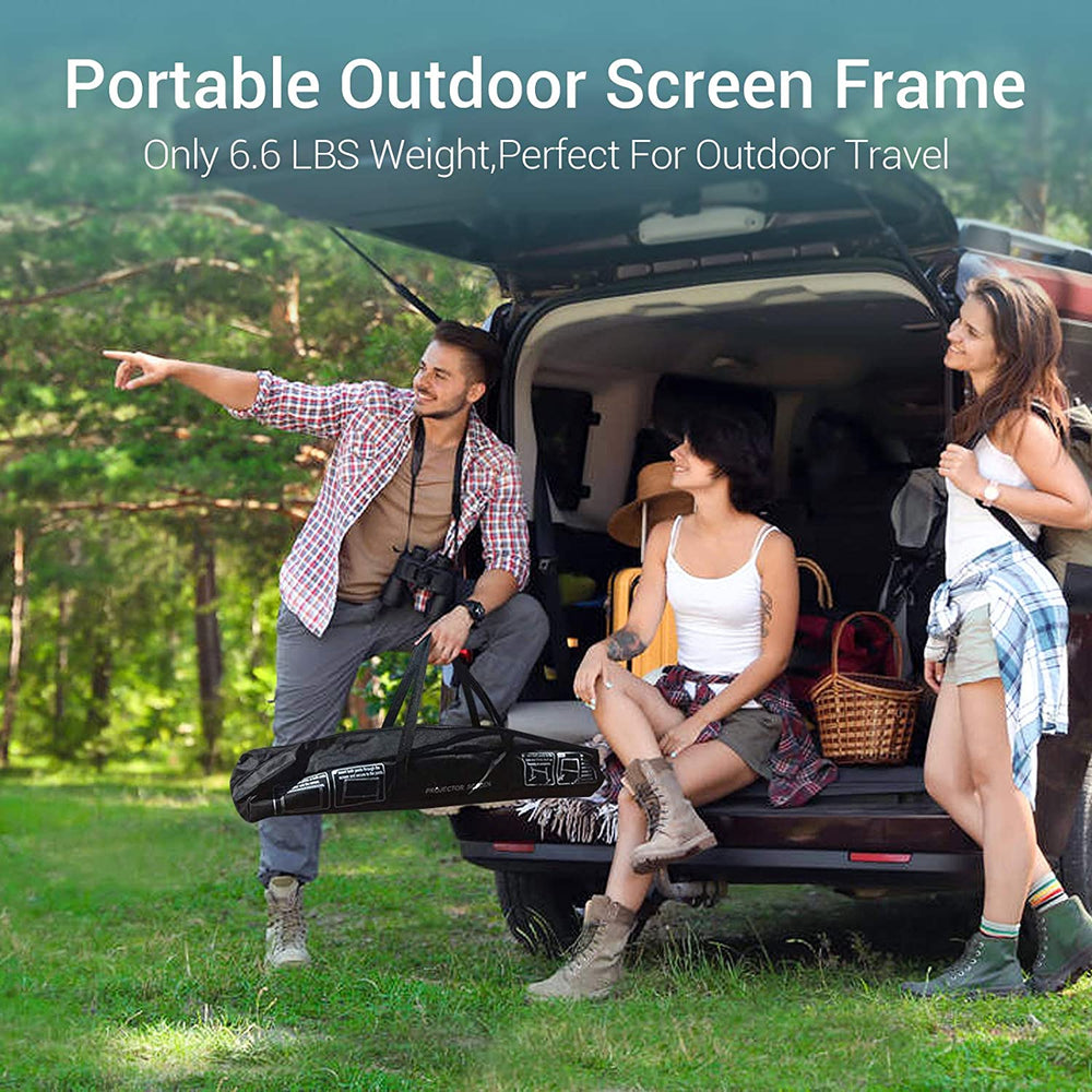 Abdtech 100 inch Projector Screen with Stand,Portable Wrinkle Free Outdoor Movie Screens 4K HD Rear Front Projections Movies Screen with Carry Bag for Indoor Home Theater Backyard Cinema Travel