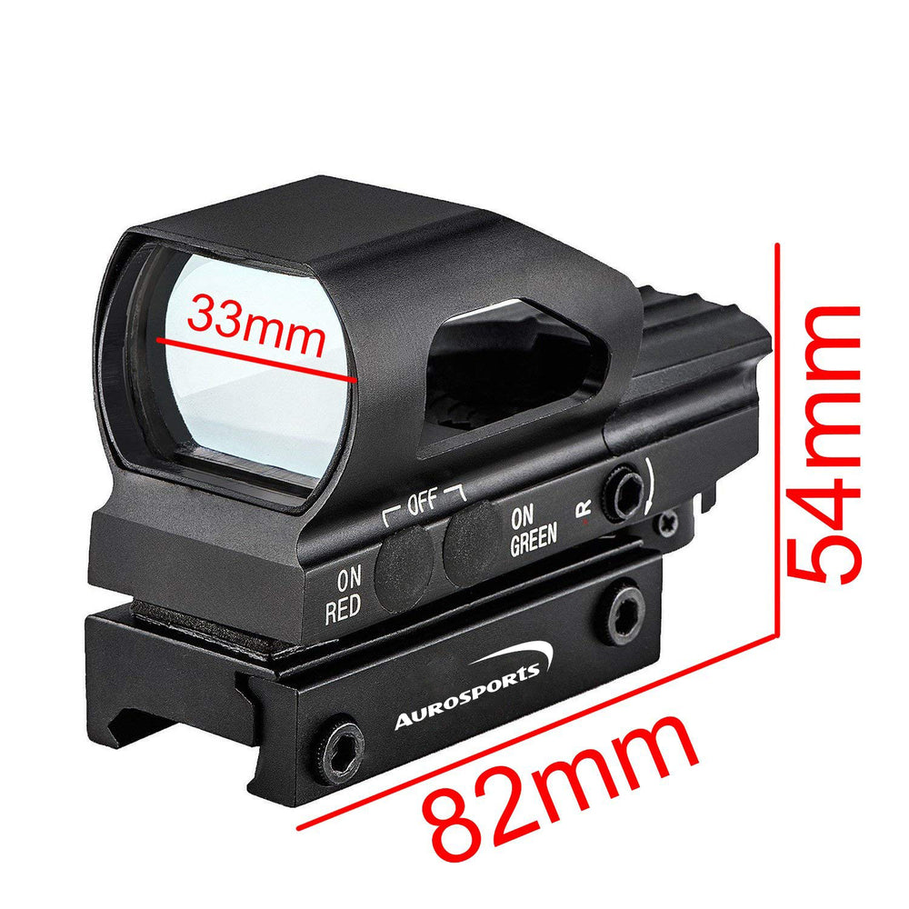 Aurosports  Red & Green Dot Sight 4 Reticles Reflex Sight with 20mm Rail Mount