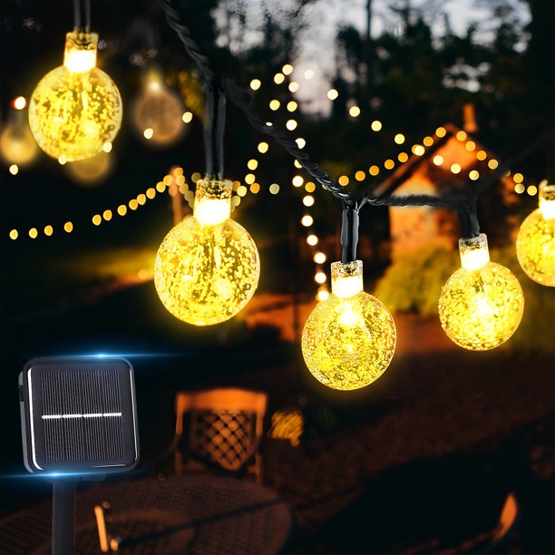 Outdoor Solar String Lights 36ft 60LED Solar Light Globe Bulb Lights Patio String Lights Waterproof Solar Power Lights Twinkle Lights with 8 Modes Christmas Globe Lights, for Party, Wedding, COOSERRY